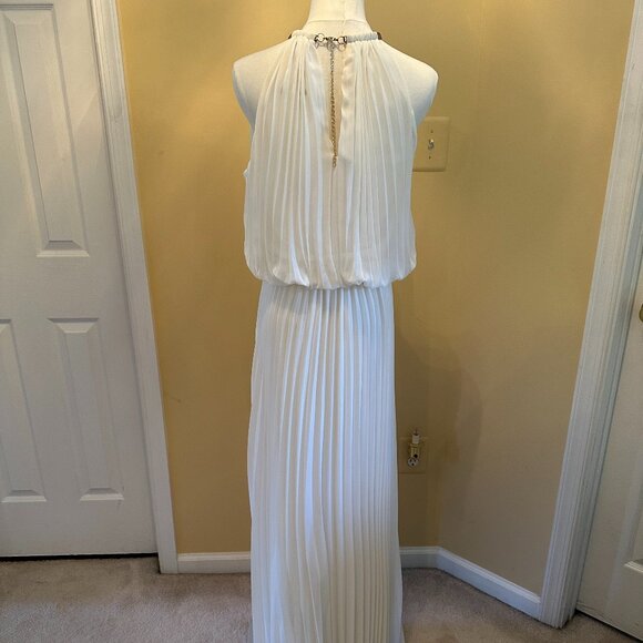 White MSK Pleated Halter Maxi Dress, Size 8 - Picture 4 of 7